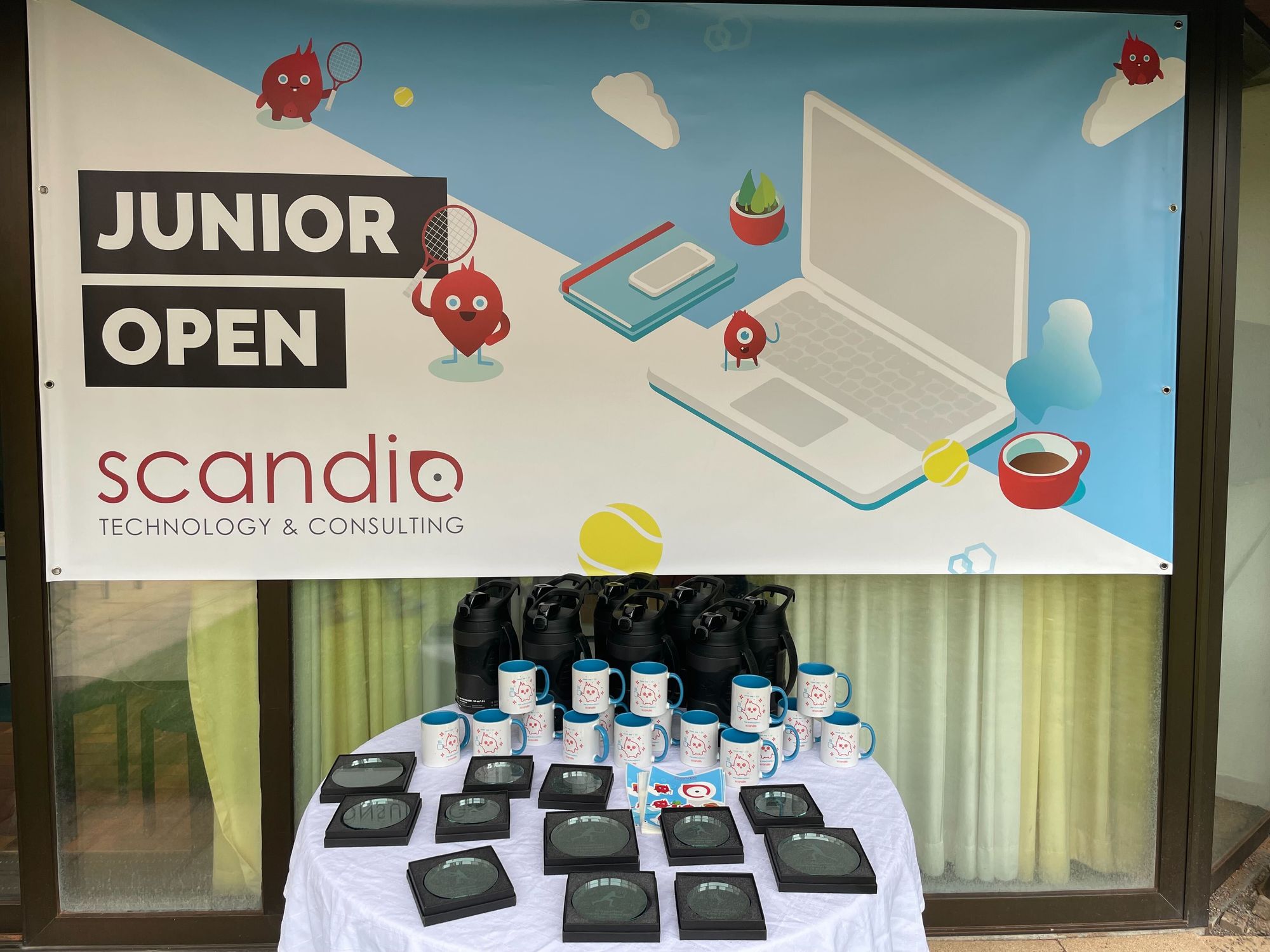 Scandio Junior Open 2023 banner and prizes.
